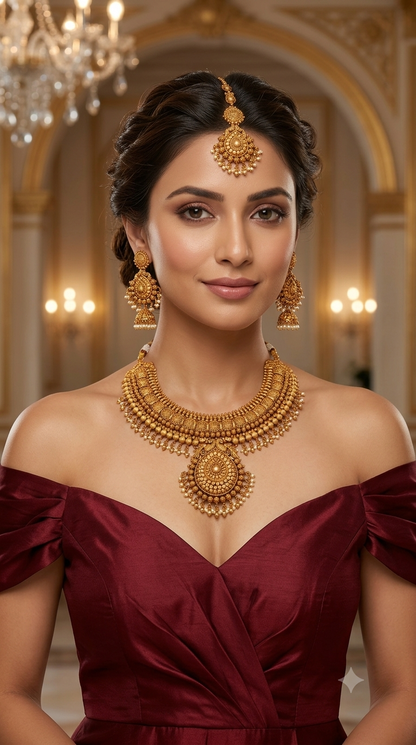 Gold Polki Indian Bridal Necklace Kang Set