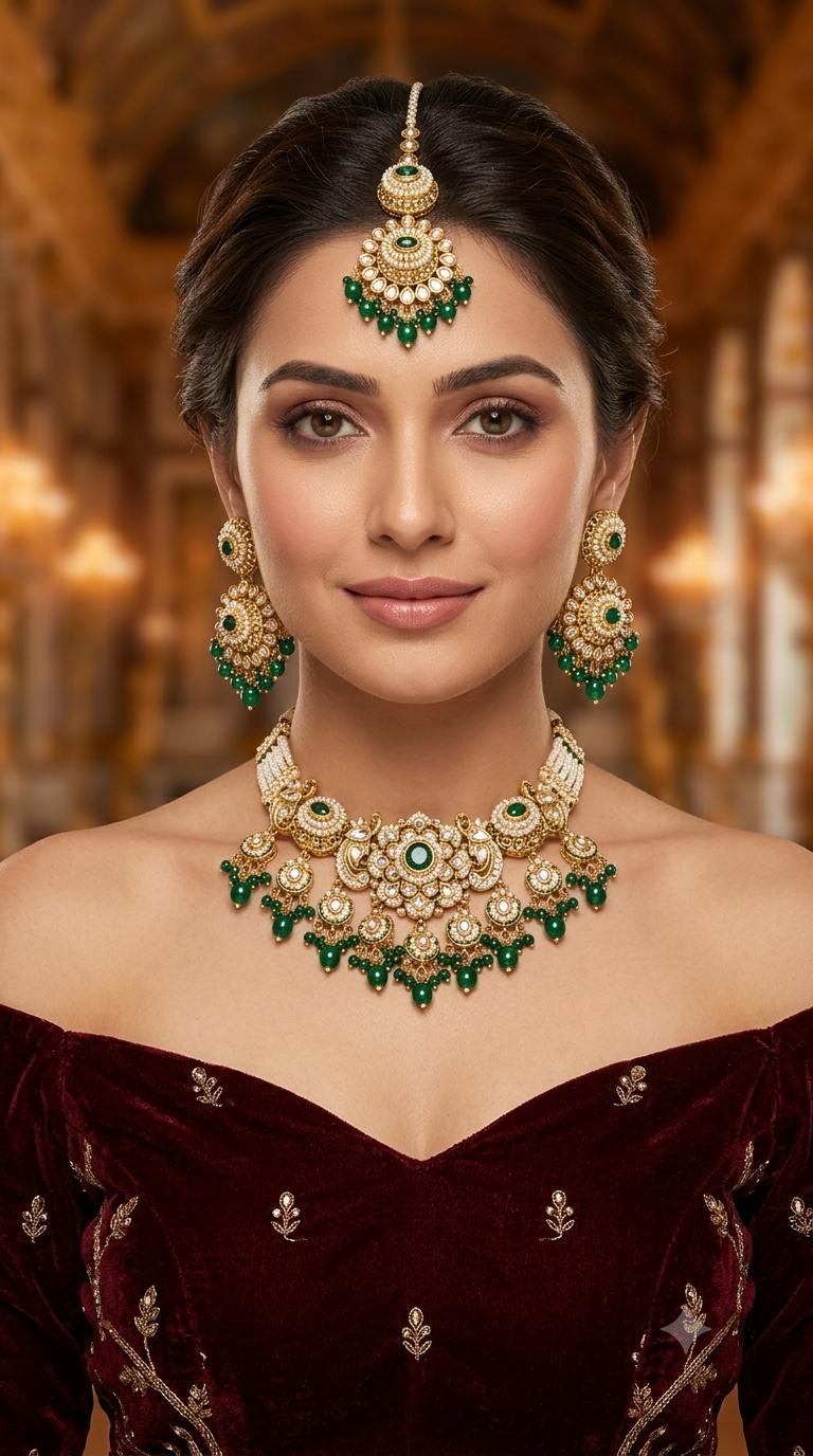 Green Kundan Choker Indian jewellery Priyanka sets