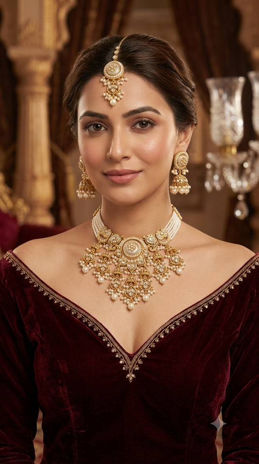 White Kundan necklace Set/ kundan Indian jewellery kundan Ravia sets