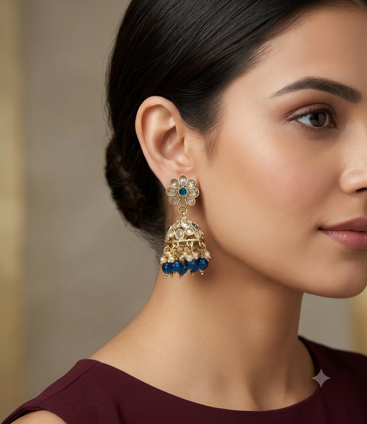 Antique Gold Jhumki Bollywood indian Yarina Earrings