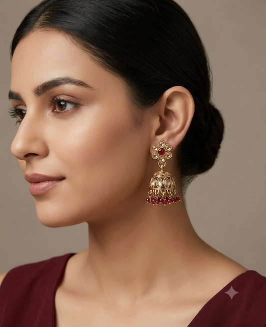 Antique Gold Jhumki Bollywood indian Sukh Earrings