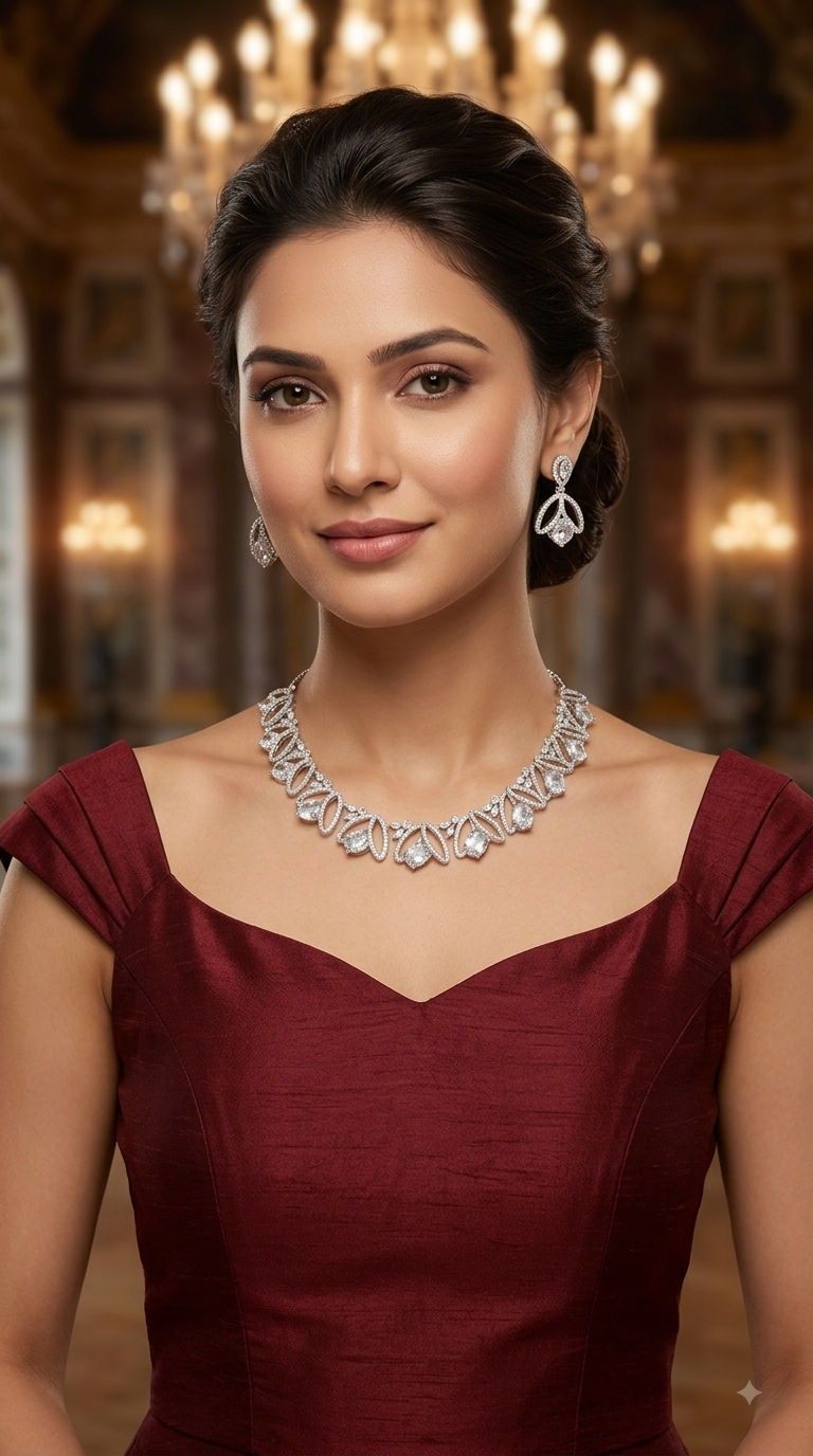 American Diamond AD Necklace Alexa Set