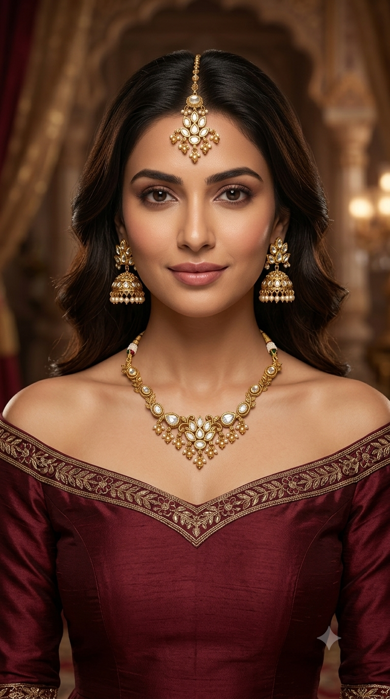 Gold Polki Kundan necklace Set/ Gold kundan Indian jewelry kundan Joda sets