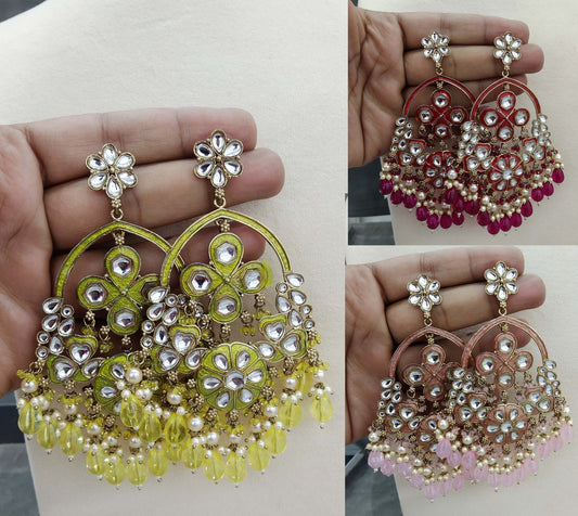 Indian kundan chandballi Earrings Jewelry/ bollywood Earrings tinki Set