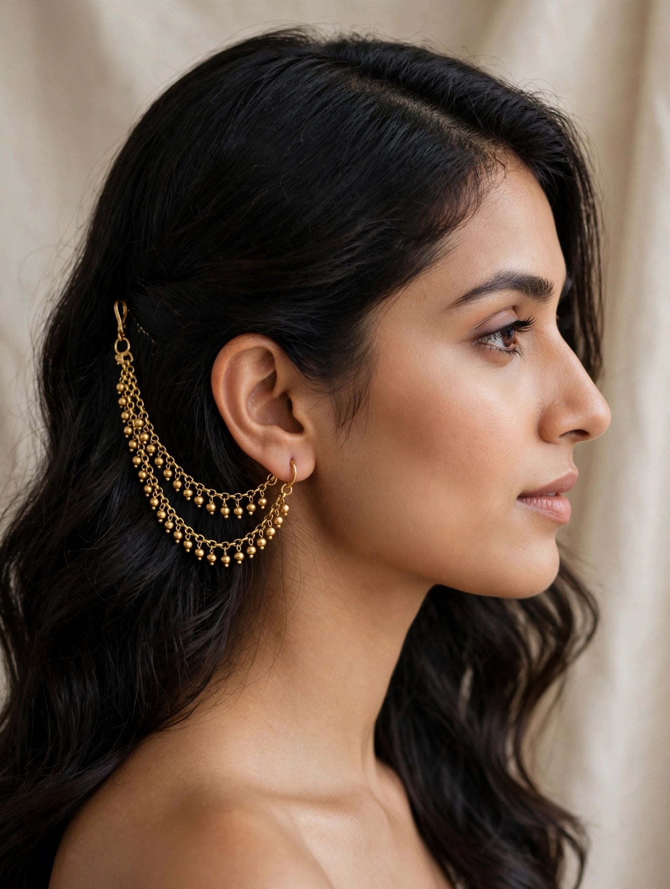 Gold polki Indian sahare earchains