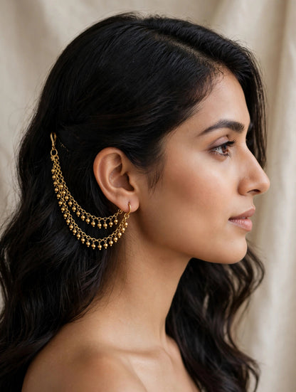 Gold polki Indian sahare earchains