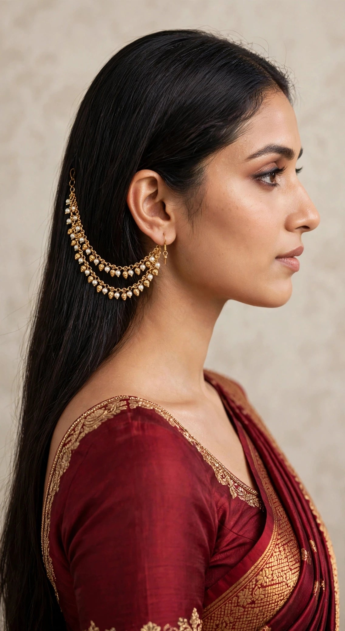 White Gold polki Indian sahare earchains