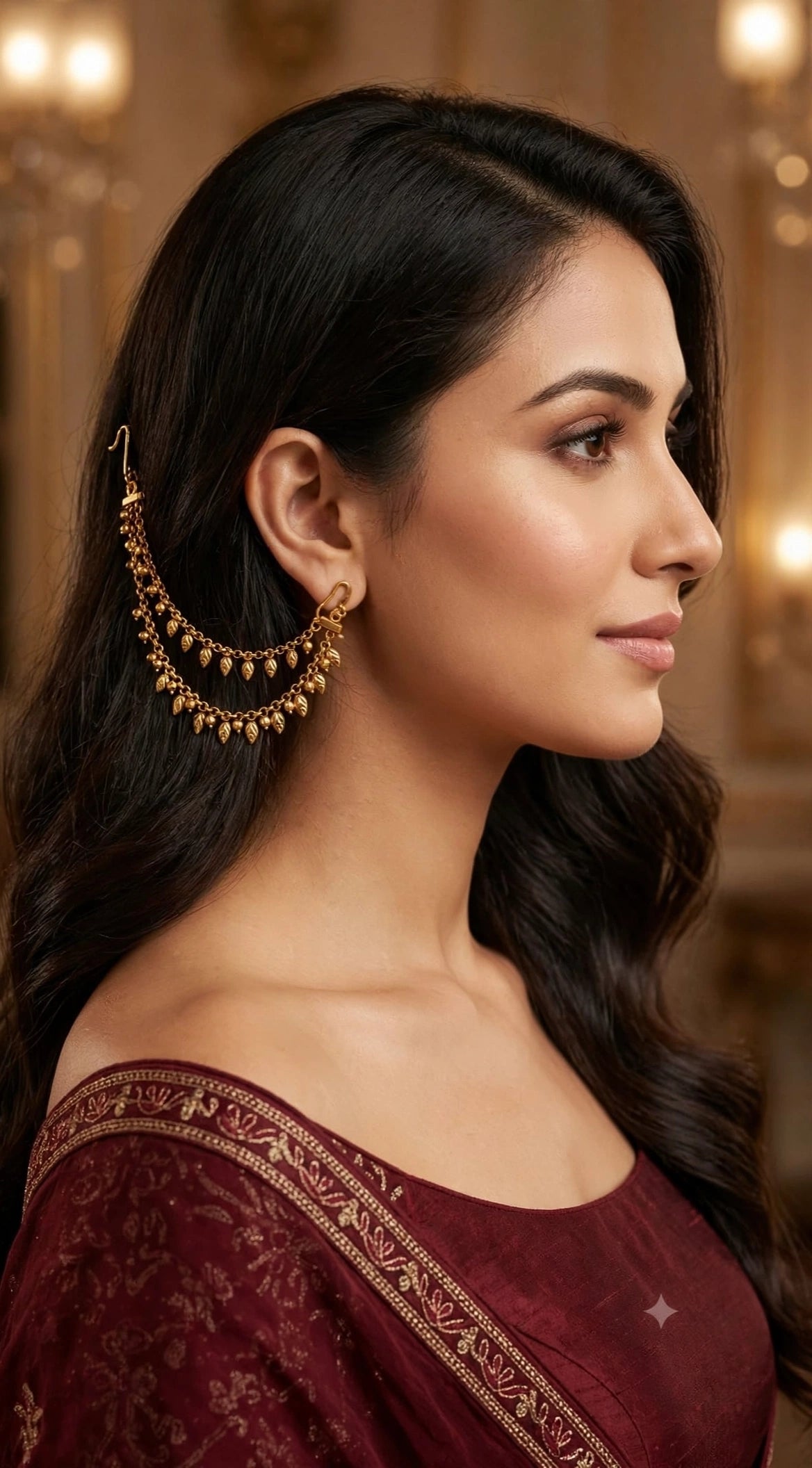 Gold polki Indian sahare earchains