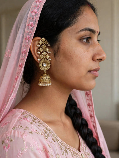 Gold Ruby Polki Yaad Earrings