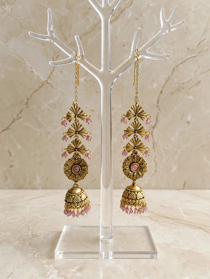 Gold Pink Polki Yaad Earrings