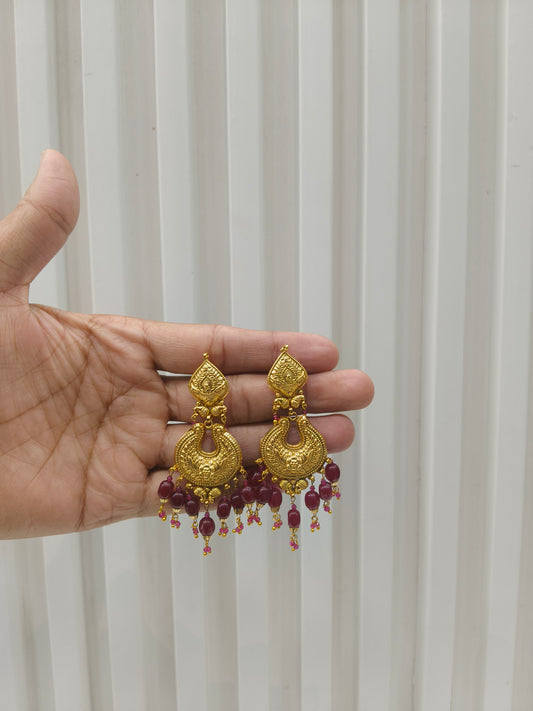 Ruby Gold Polki Punjabi Style Sukhmani Earrings