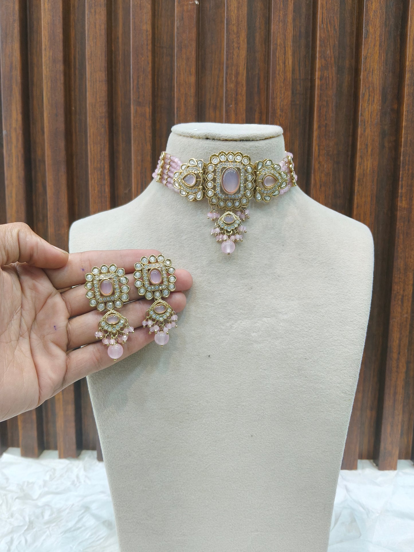Pink kundan Choker Indian jewellery Gini sets