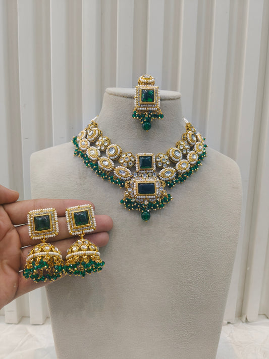 Green Kundan necklace Set/ kundan Indian jewellery kundan Chitra sets
