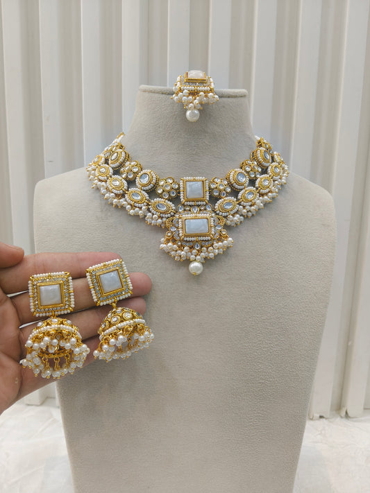 White Kundan necklace Set/ kundan Indian jewellery kundan Chitra sets