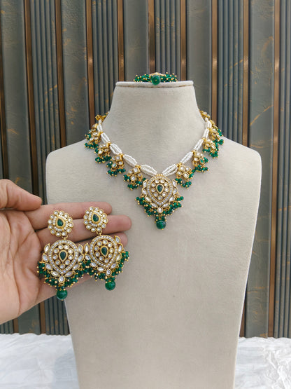 Green Kundan necklace Set/ kundan Indian jewellery kundan Hema sets