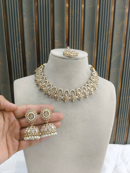 Antique Gold Necklace Set/ Antique gold Indian Bridal Risha Jewellery
