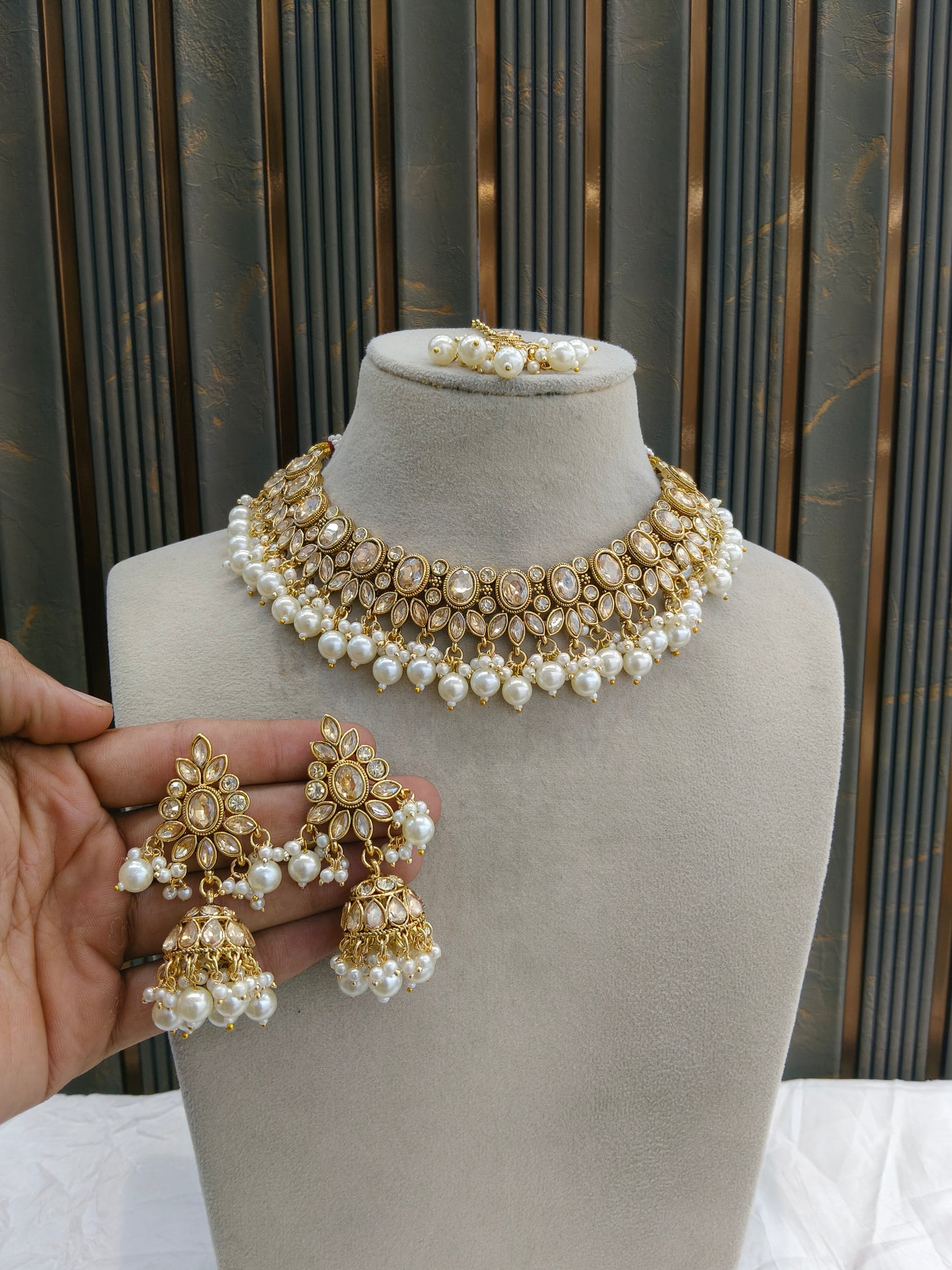 Antique Gold Necklace Set/ Antique gold rani Indian Bridal Kitty Jewellery