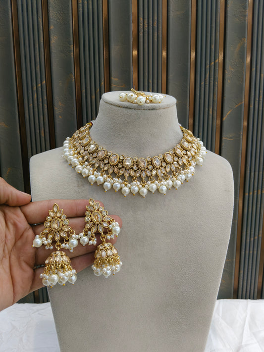 Antique Gold Necklace Set/ Antique gold rani Indian Bridal Kitty Jewellery