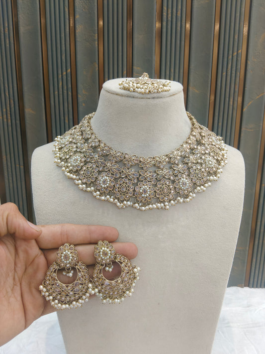 Antique Maroon Necklace Indian Jewelry Harper Set