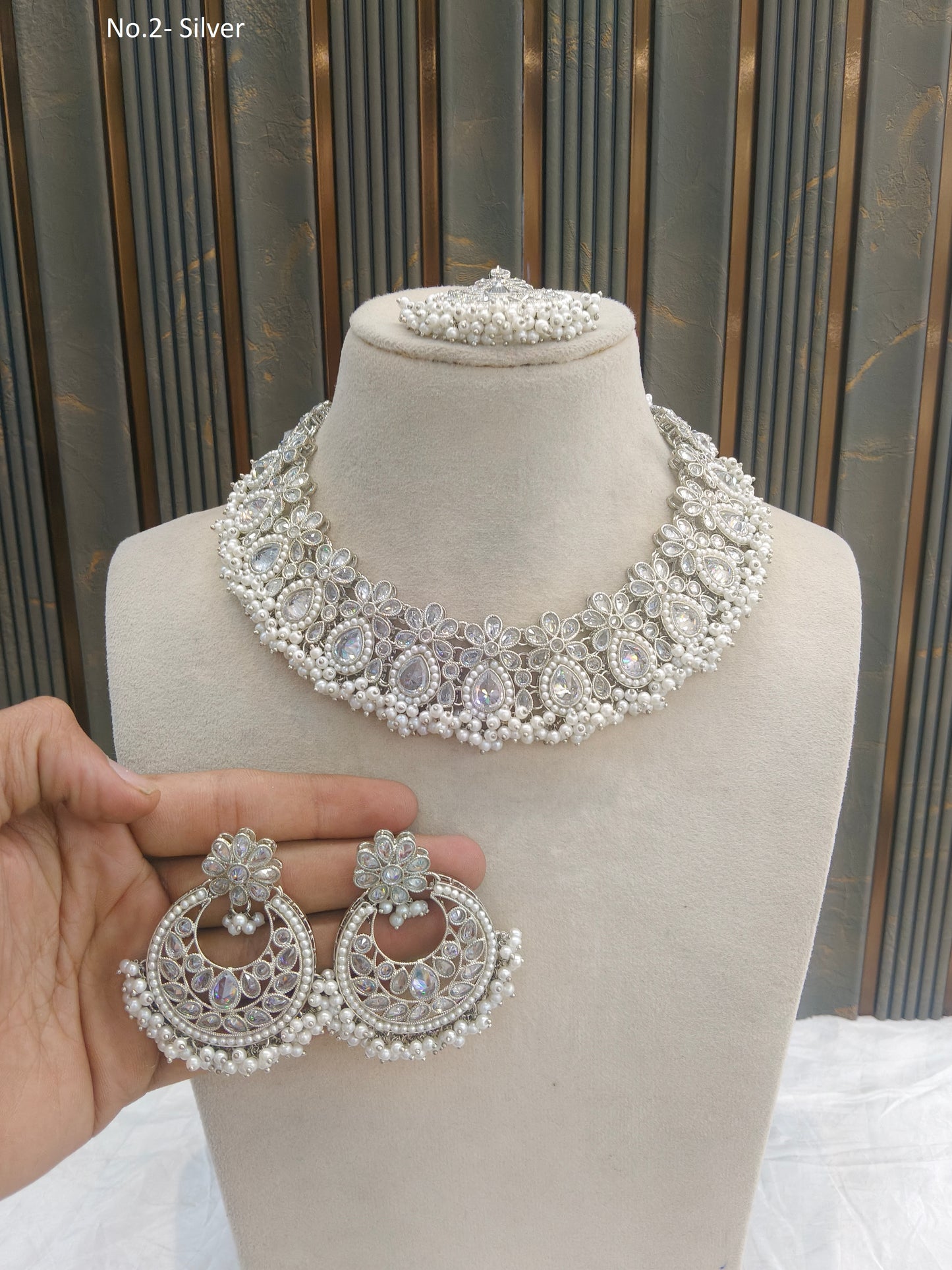 Silver necklace Set/ Silver Bridal necklace set Via Jewellery