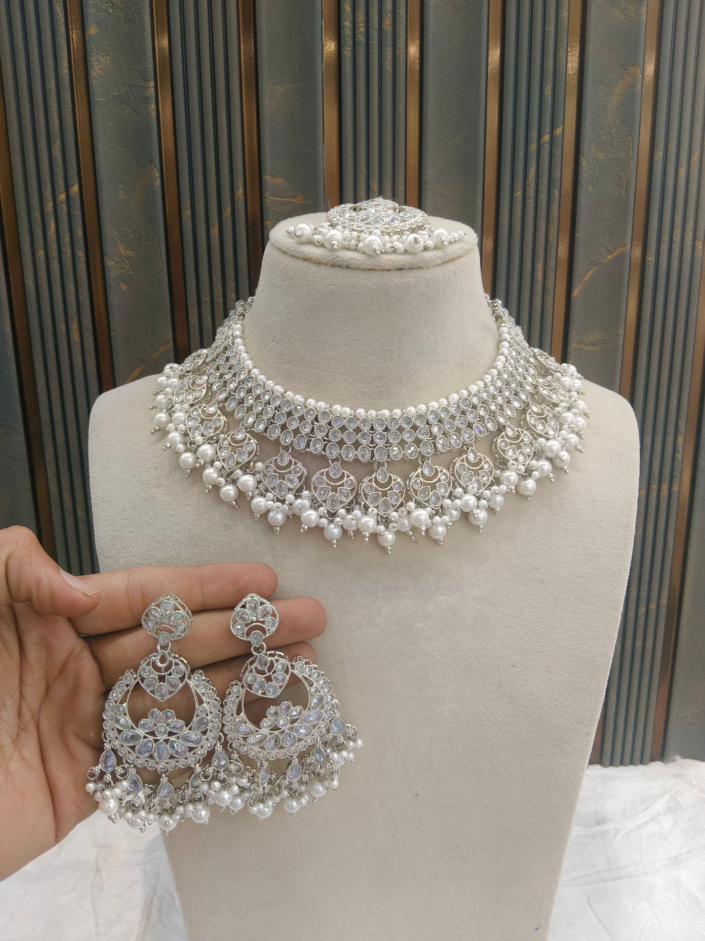 Silver necklace Set/ Silver Bridal necklace set Via Jewellery