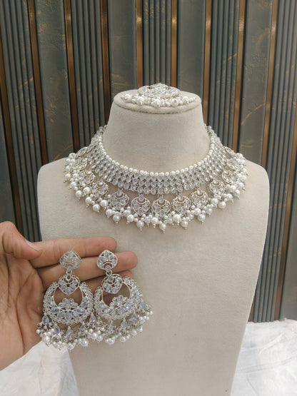 Silver necklace Set/ Silver Bridal necklace set Via Jewellery