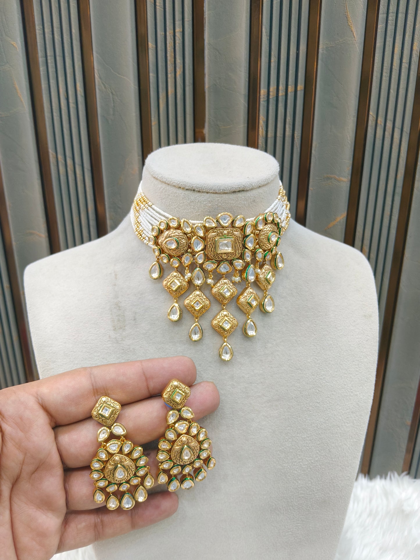 Gold polki Kundan choker set/ Gold choker Lake set