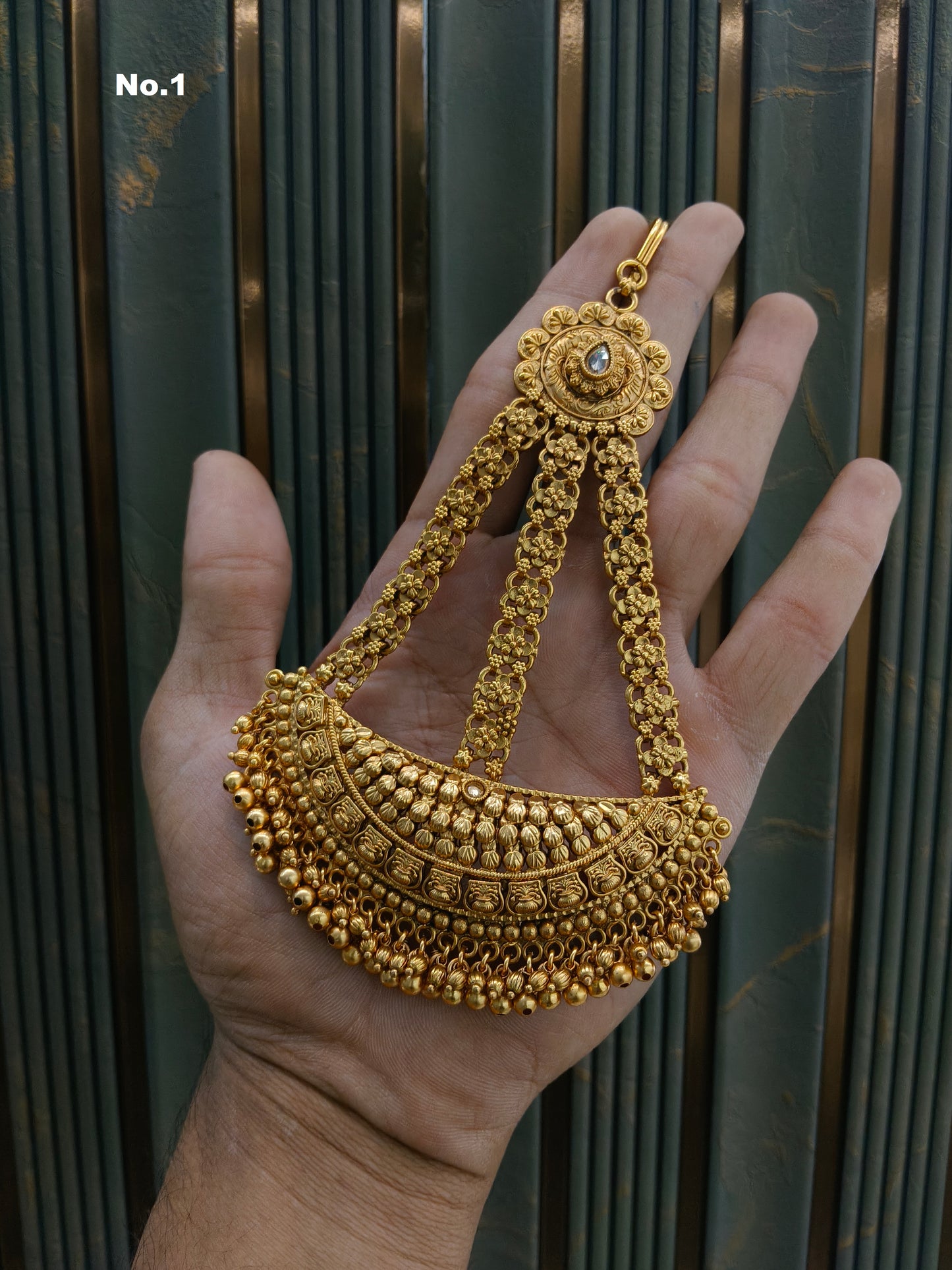 Gold Jhumar Headpassa Bridal Passa/Pakistani side Headpiece