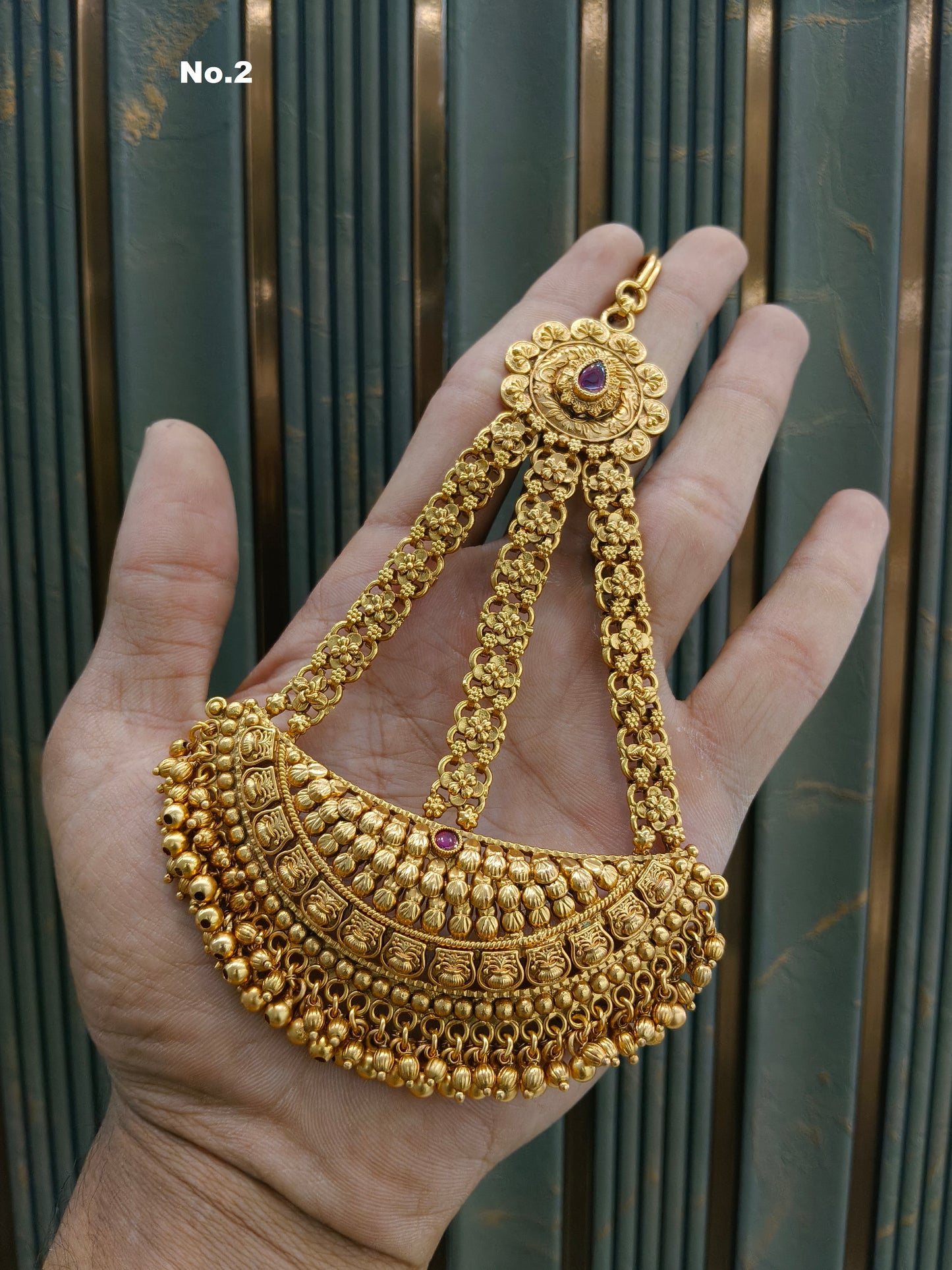Gold Jhumar Headpassa Bridal Passa/Pakistani side Headpiece