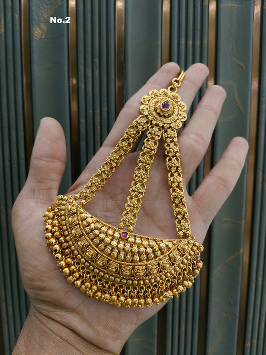 Gold Jhumar Headpassa Bridal Passa/Pakistani side Headpiece
