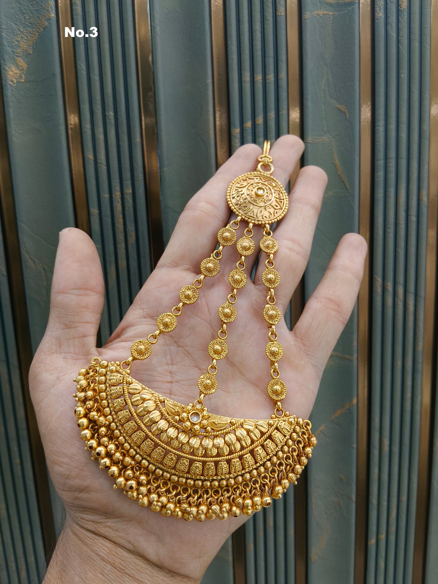 Gold Jhumar Headpassa Bridal Passa/Pakistani side Headpiece