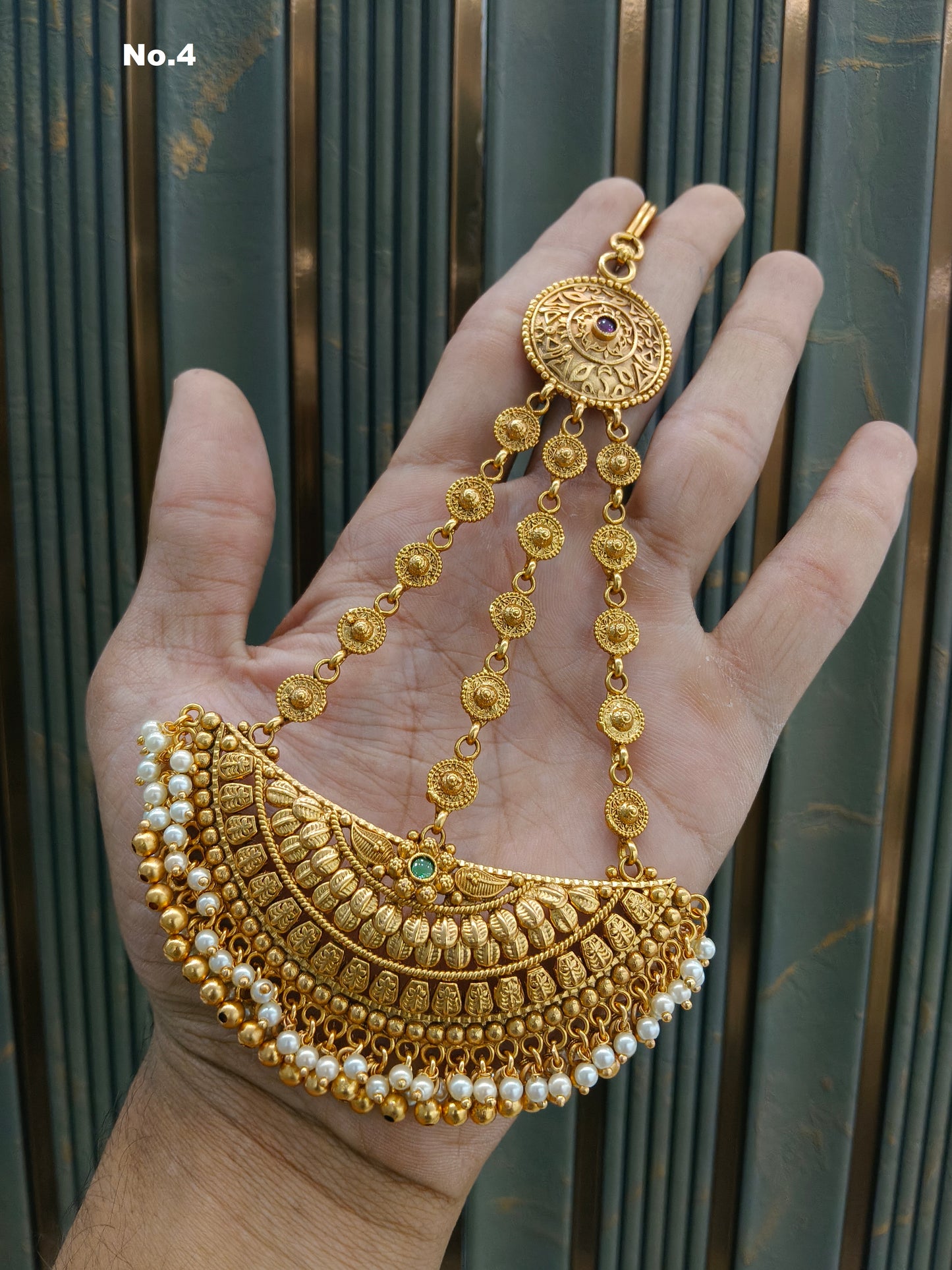 Gold Jhumar Headpassa Bridal Passa/Pakistani side Headpiece