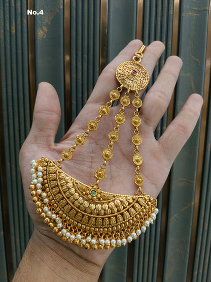 Gold Jhumar Headpassa Bridal Passa/Pakistani side Headpiece