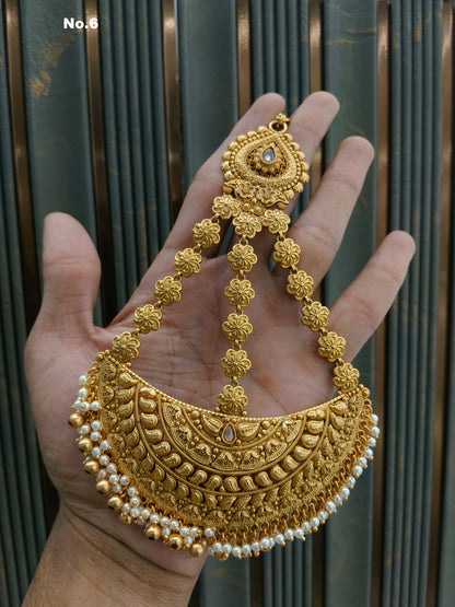 Gold Jhumar Headpassa Bridal Passa/Pakistani side Headpiece