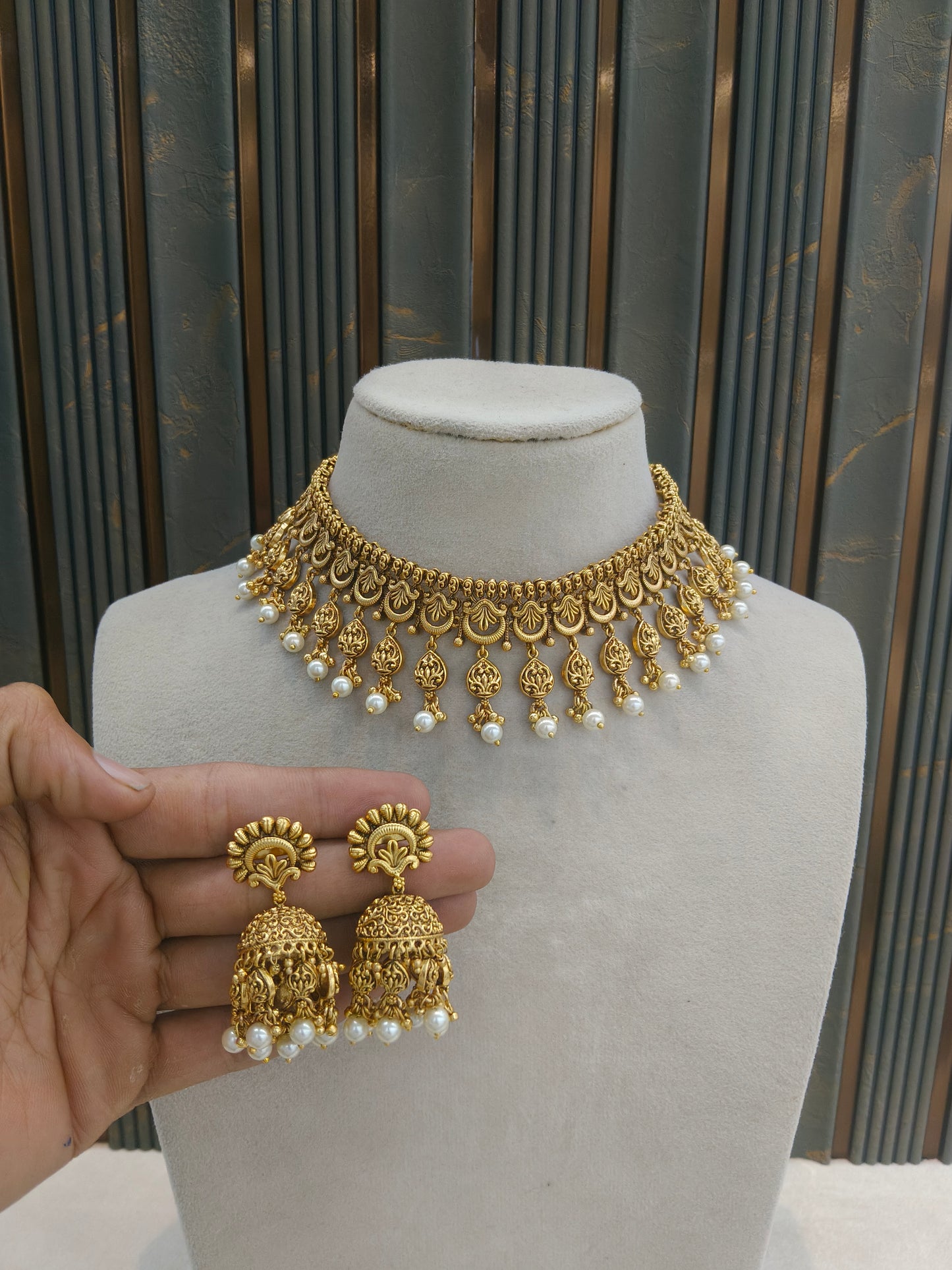 Gold polki Choker set Indian Elle Jewellery
