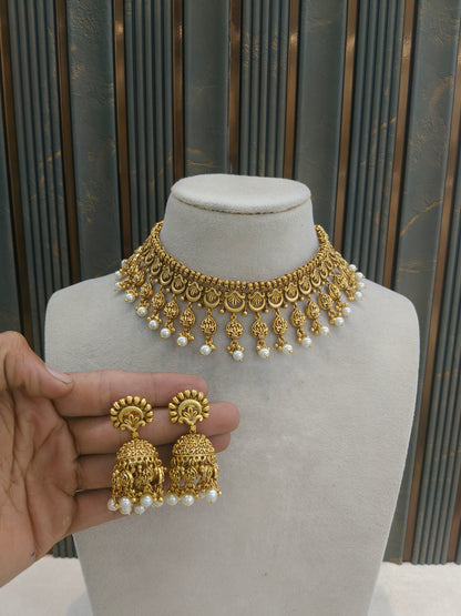 Gold polki Choker set Indian Elle Jewellery
