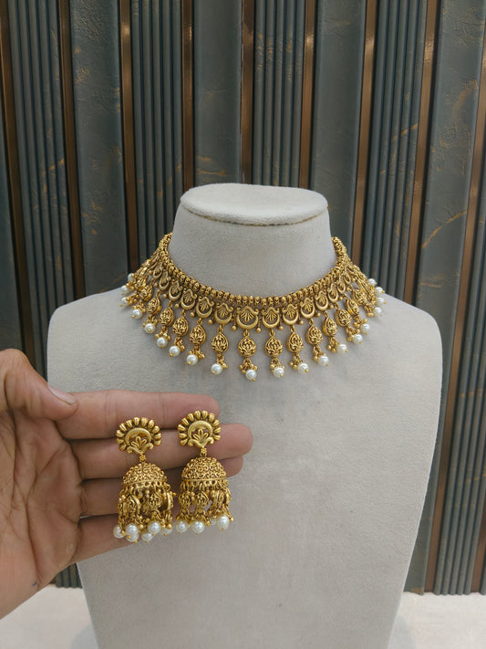 Gold polki Choker set Indian Elle Jewellery