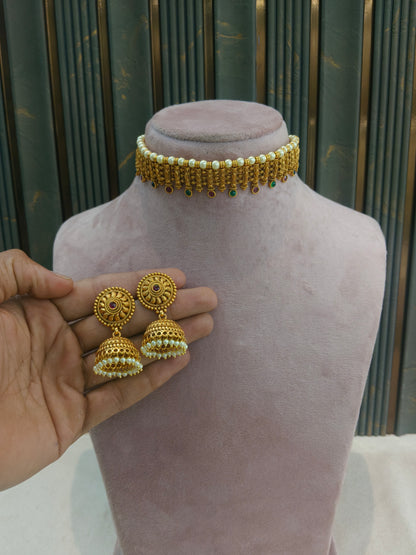 Gold polki Choker set Indian Elle Jewellery