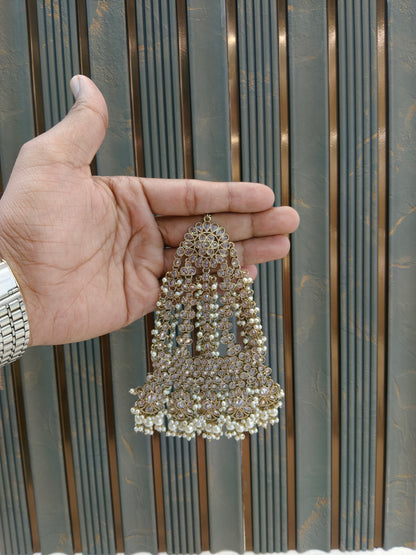 Antique Gold Jhumar Headpassa Mio Pakistani side Headpiece