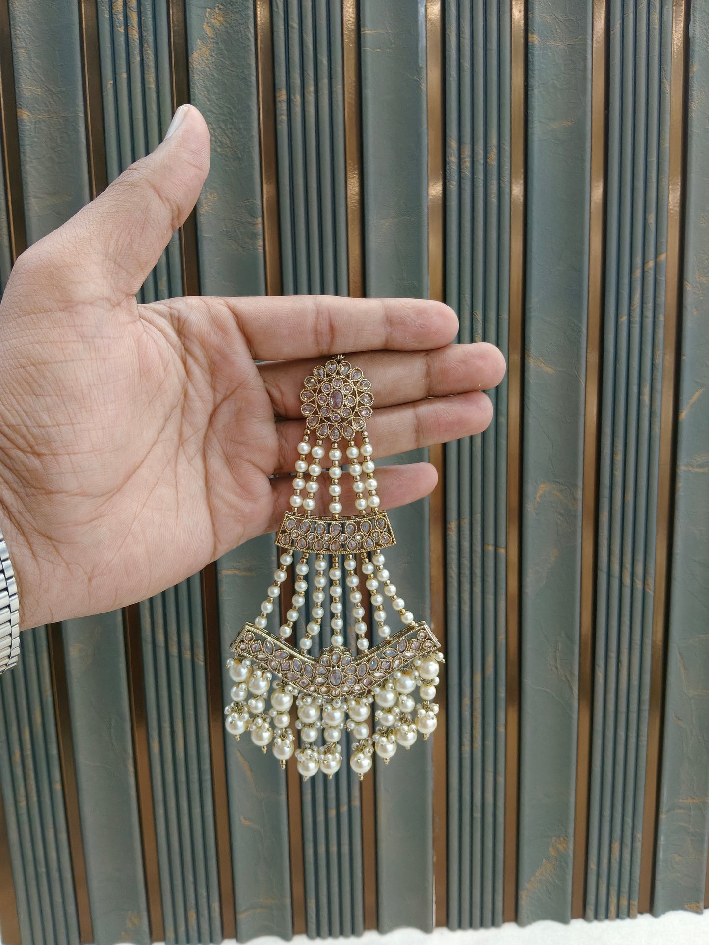 Antique Gold Jhumar Headpassa Mio Pakistani side Headpiece