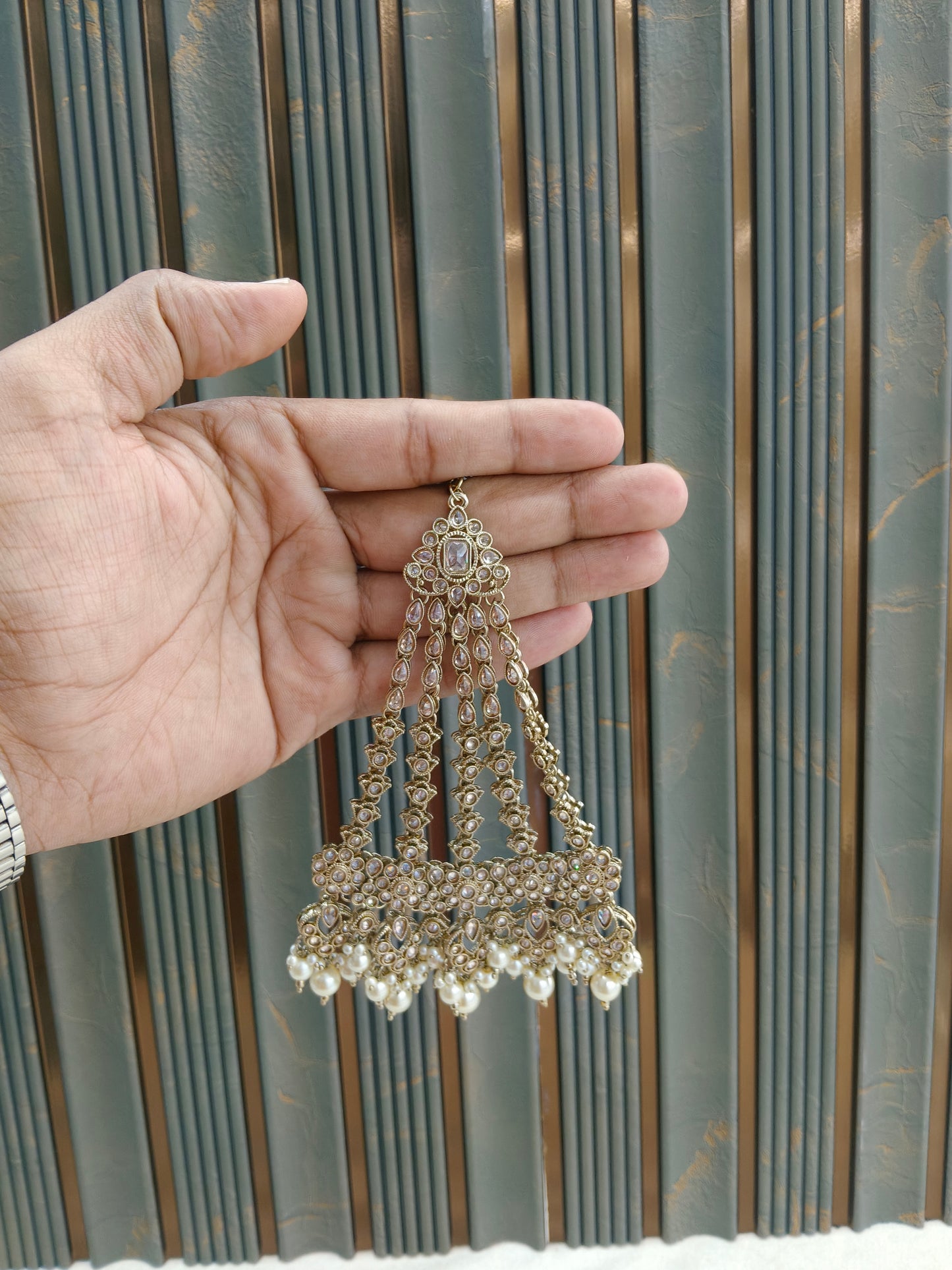 Antique Gold Jhumar Headpassa Mio Pakistani side Headpiece
