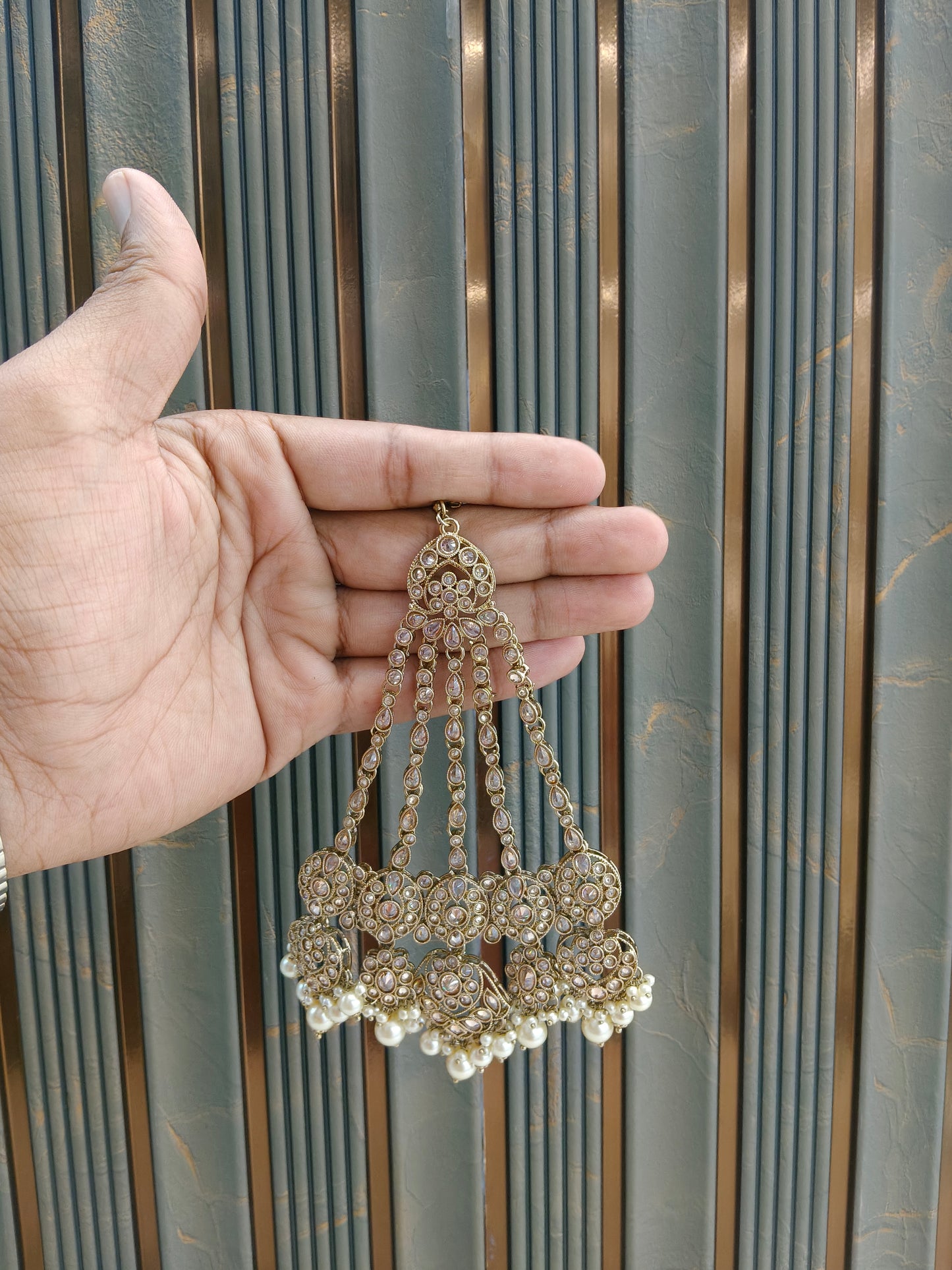 Antique Gold Jhumar Headpassa Mio Pakistani side Headpiece