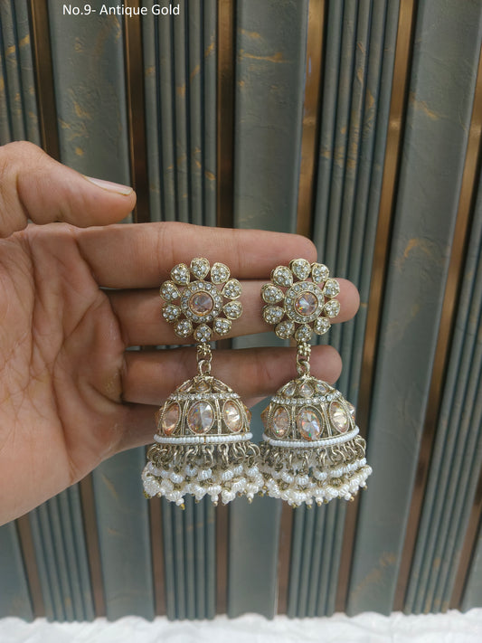 Antique Gold Bollywood Rin Indian Earrings