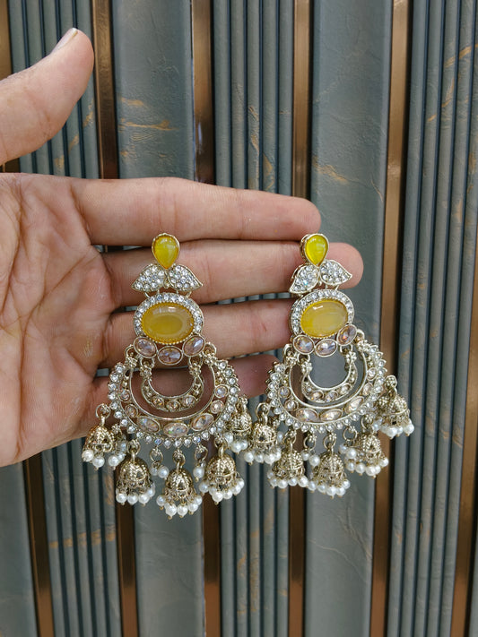 Antique Gold Yellow Bollywood Yuri Indian Earrings