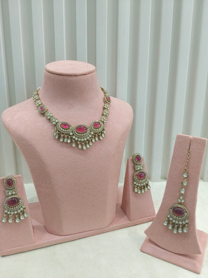 Antique Moissanite Ruby kundan necklace Indian Jewellery Lara Wedding Sets
