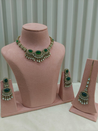 Antique Moissanite Green kundan necklace Indian Jewellery Lara Wedding Sets
