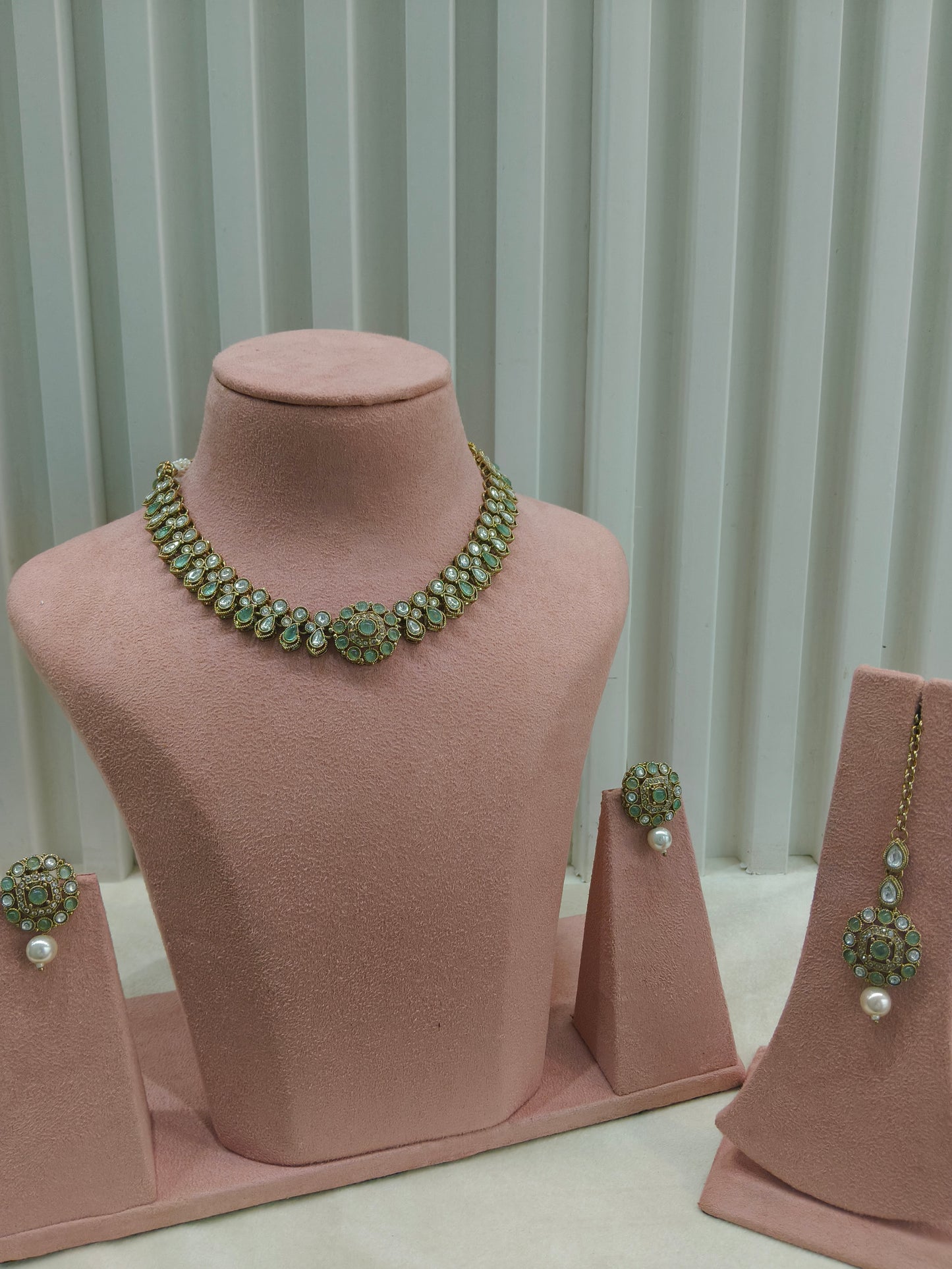 Antique Pista Moissanite kundan necklace Indian Jewellery Aya Wedding Sets
