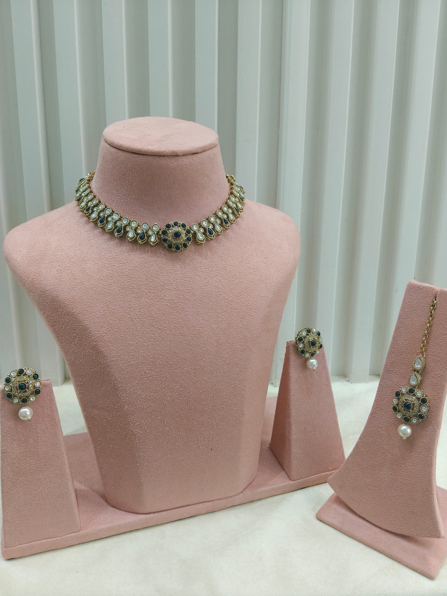 Antique Black Moissanite kundan necklace Indian Jewellery Aya Wedding Sets