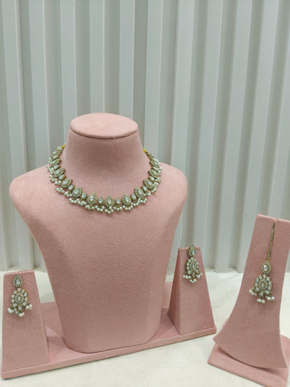 Antique Moissanite kundan necklace Indian Jewellery Semu Wedding Sets