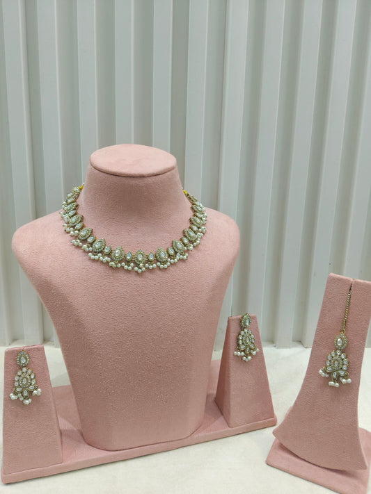 Antique Moissanite kundan necklace Indian Jewellery Semu Wedding Sets